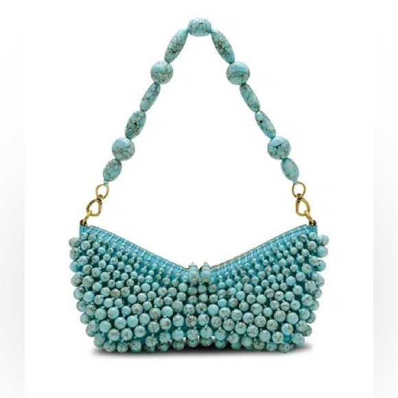 NEW Cult Gaia Mercer turquoise beaded mini shoulder bag - Picture 1 of 12